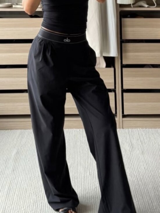 ALO Yoga Pants - Dark Grey ALO Yoga High/Low Rise Wide Leg Pants Regular🥥Chic Everyday Trouser🍂
